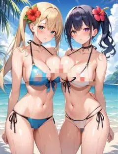 a4ポスター　AIイラスト 美女 水着ギャル　アニメ　アート　AI 女の子　レズ