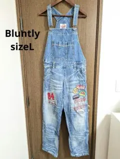 Bluntly ライトブルー オーバーオール　パッチ付き　sizeL
