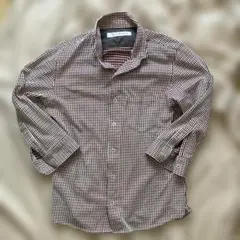MEN'S MELROSE チェック柄七分袖シャツ サイズ3
