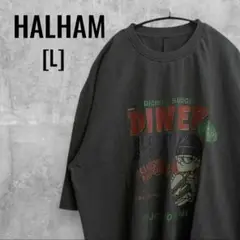 [新品]HALHAM/ピグメント加工/ヴィンテージ加工/Tシャツ/ダークグレー