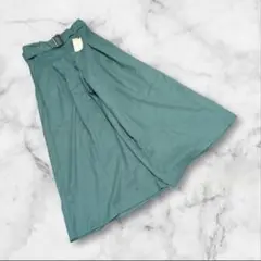 ベルト付き❤【グローブ】（L）タグ付き ガウチョパンツ ワイドパンツ グリーン系