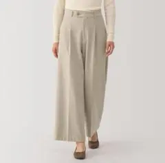 無印良品　ストレッチ起毛タックワイドパンツ　ベージュ　Sサイズ