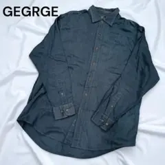 GEGRGE シャツ 長袖 【L】 ブルー 無地 コットン100%