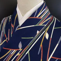 【和】9231b 着物 小紋 枝に葉文様 お洒落柄