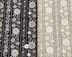 2色セット　ボーダーレース柄プリント　ブロード生地　各108×50cm