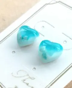 コロンハート♡ アクアブルーグラデーションピアス