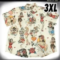 (449)アメトラ　タトゥー　レディー　ハート　バラ　3XL ヴィンテージ　4L