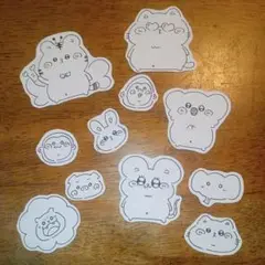 ステッカー風 手描きイラスト 11枚セット
