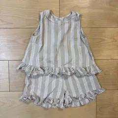 女の子　ストライプ フリル ノースリーブタンクトップ 100cm セットアップ