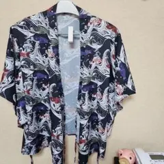 波と鯉の柄 半襦袢