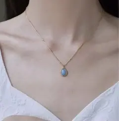 【最高級】天然石 アクアマリン 18K ゴールド ステンレチェーンネックレス