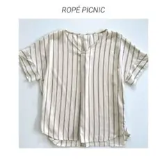 ROPÉ PICNIC Vネック ストライプ ブラウス 通勤 オフィス