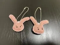 うさぎ　ストラップ　カップル　夫婦　友達　ハンドメイド　フェルト　ピンク