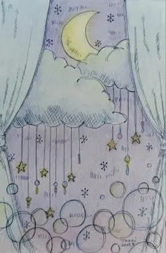 星空 2／ ポストカードサイズ 手描き 原画 オリジナル