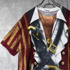 FAUXREAL 海賊風 Tシャツ 総柄　ポリエステル　XXL