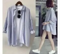 ブラウス ストライプシャツ　レディース トップス