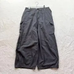 【パンツ】3XL グレー カーゴ ワイド 大きめサイズ カジュアル 春夏
