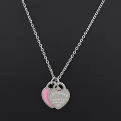 ペンダントネックレス☆45cm☆シルバー色・ピンク
