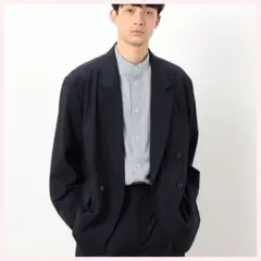 新品　ウォッシャブル リサイクル かすりチェック トロ ダブル ジャケット