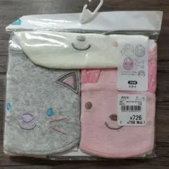 新品！かわいい動物の猫とウサギのフェイス柄スタイ 3枚組