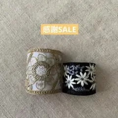 感謝SALE❗️インド刺繍リボン　ポニーフック　2個セット　④