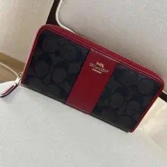 美品　COACH 財布 黒/赤