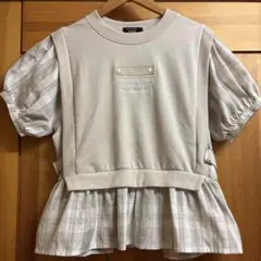 チェック柄フリル付きトップス 160