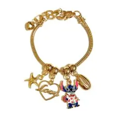 スティッチ ディズニーキャラクターゴールドブレスレット アクセサリー アロハ