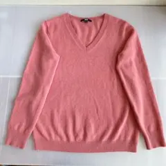 UNIQLO ユニクロ　カシミヤ100% くすみピンク　Vネック　L フワフワ