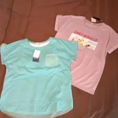 新品未使用タグ付き☆緑色と紫色のTシャツ2枚セット 150