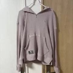 ワッフル生地パーカー　ピンク