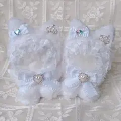 b.77 ぬい服 12cm ちびぐるみ 着ぐるみ おすわり ホワイト ねこセット