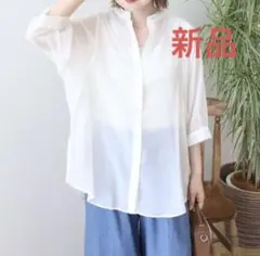 新品 アメリカンホリック 5分袖シアードルマンシャツ L シアーシャツ ブラウス