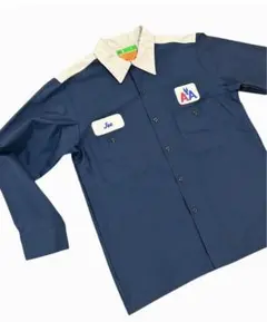80s ARATEX ワークシャツ ネイビー バイカラーUSAヴィンテージ