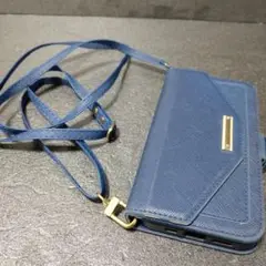 iPhone13 手帳型ショルダースマホケース ブルー