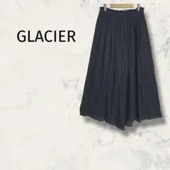 グラシア ワイドパンツ LL 大きいサイズ ウエストゴム シワ加工 無地 薄手