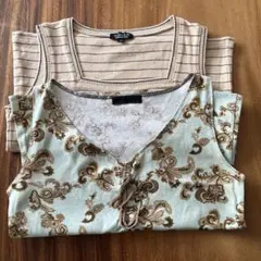 J.B. ペイズリー柄 ノースリーブ Tシャツ M