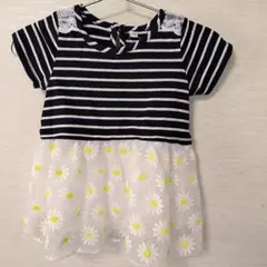 デイジー刺繍ストライプワンピース 110