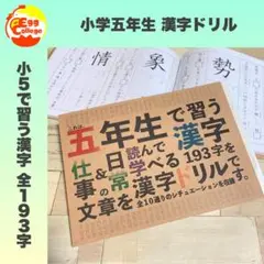 小学五年生　漢字ドリル　小学生　検定　テスト勉強　国語　復習　日本語　夏休み