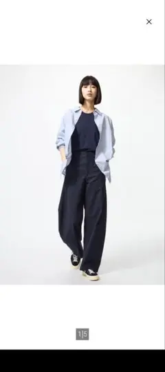 UNIQLOジャージーバレルレッグパンツ ＸＳ ネイビー