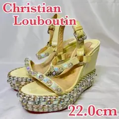 美品 Christian Louboutin サンダル ウェッジソール パール
