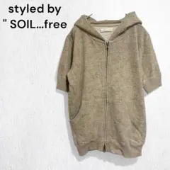 styled by SOIL 半袖パーカー 羽織り カジュアル 綿100% 総柄
