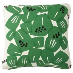 イケア IKEA ウンデルブロマ 50cmx50cm クッションカバー 白/緑