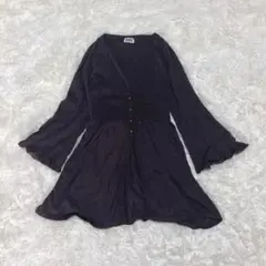 インディオ【M】カーディガン　チュニック　グレー　ワイドスリーブ　レーヨン95%