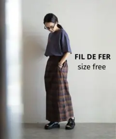 ☆ FIL DE FER ダークチェック　ストレート ロンスカ free