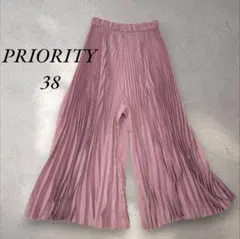 PRIORITY プリーツパンツ 38 ピンク　プライオリティ