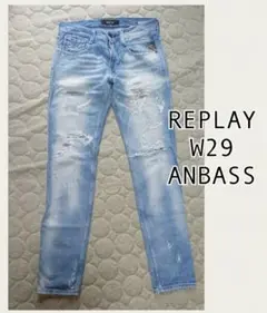 美品♡REPLAY リプレイ ダメージ デニム ジーンズ W29 ANBASS