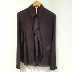 HERMES エルメス シルクブラウス レディース 40 ボルドー 茶系