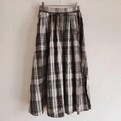 【tera wear emu】（L）タータンチェック柄フレアロングスカート/総柄