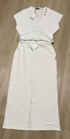 ZARA ソフトピカトップス&ロングソフトピケスカート M 新品